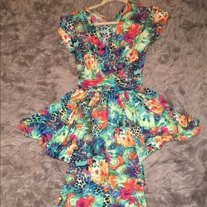 Silky tropical print dress